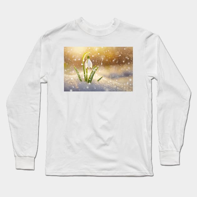 spring snowdrop Long Sleeve T-Shirt by psychoshadow